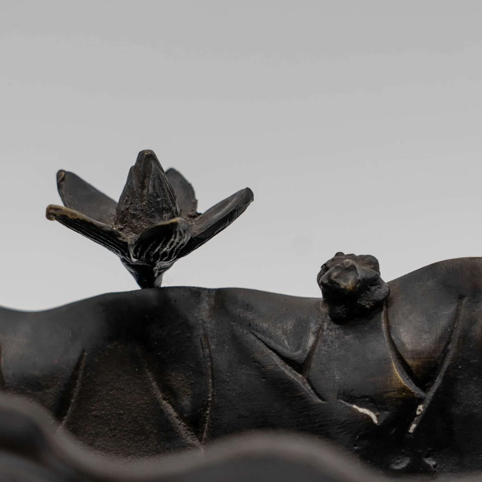 Early 1900s Japanese Bronze Lily Pad Shaped Dish - 3