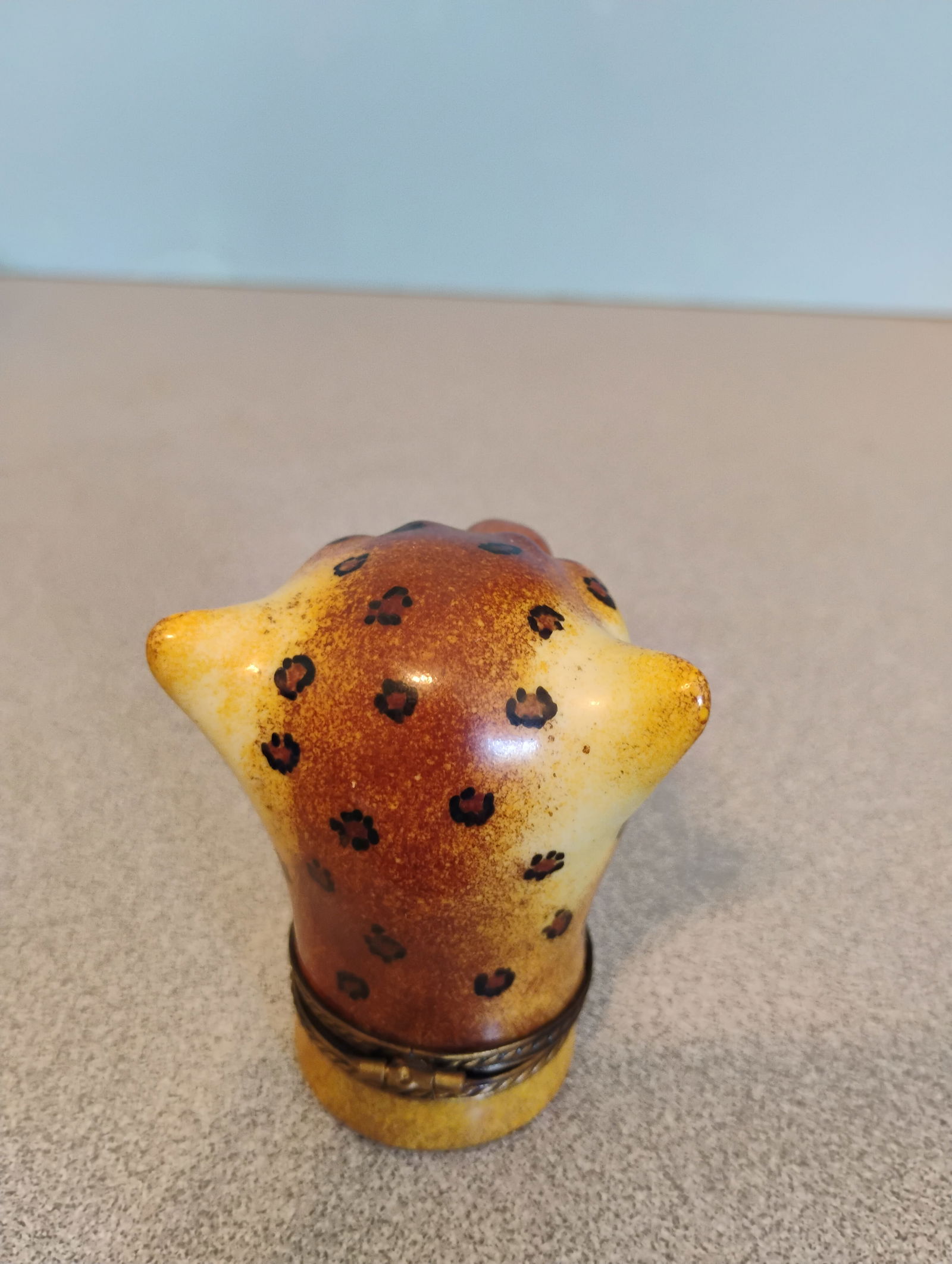 1980s Charmart Pient Main Limoges Frace Jaguar Head Trinlet Box - 3