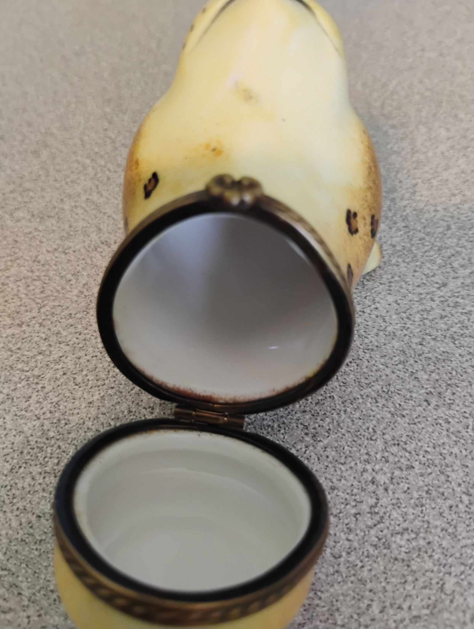 1980s Charmart Pient Main Limoges Frace Jaguar Head Trinlet Box - 6