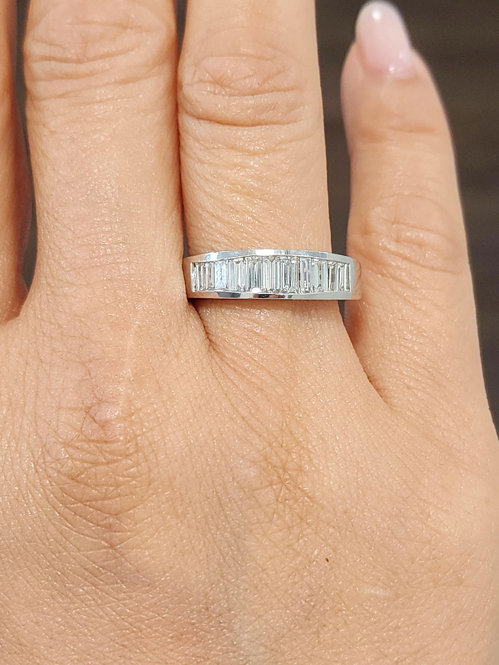 1.10 Ct Baguette Diamond Band Size 6.5 - 3