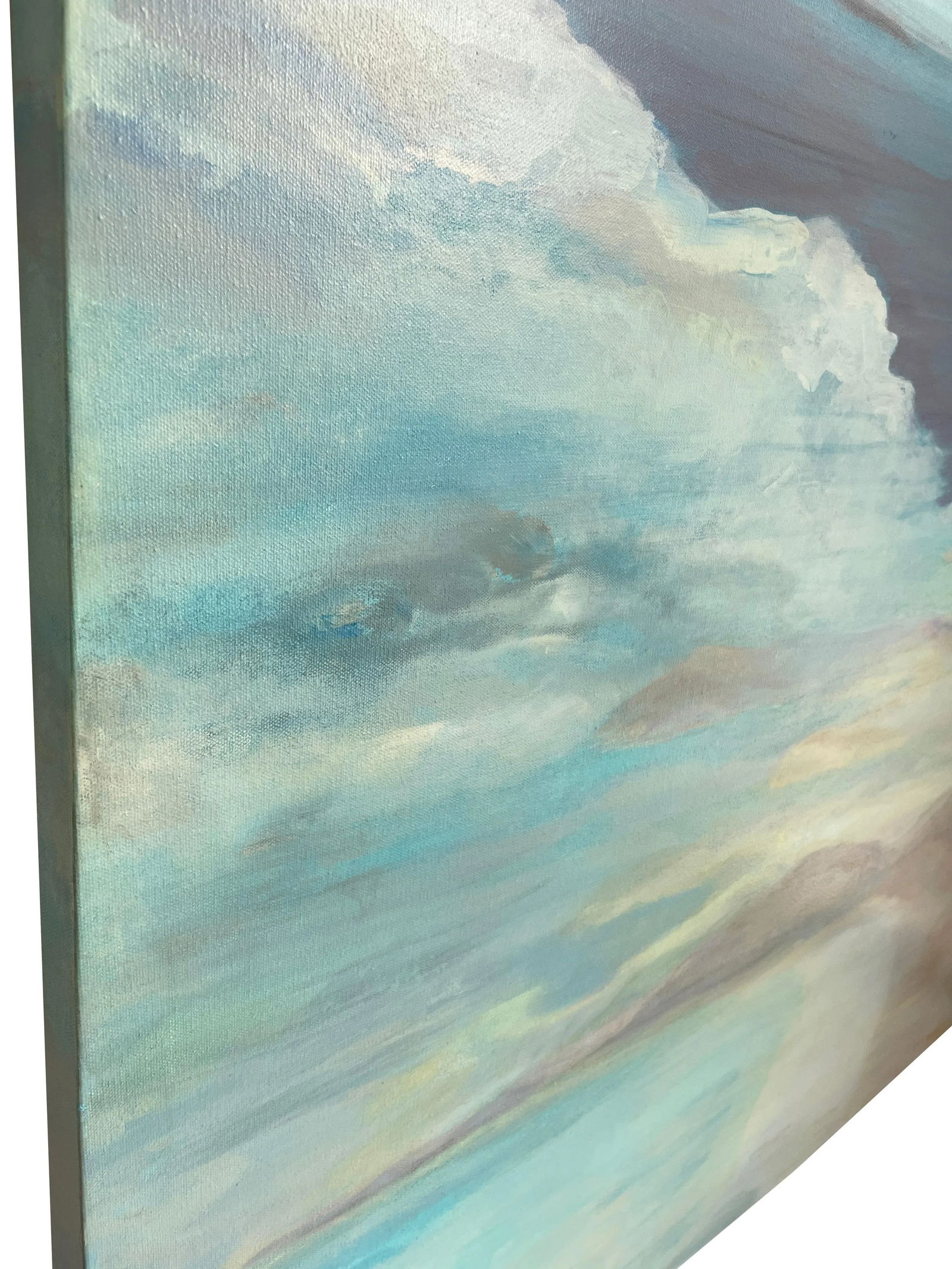 Coastal Contemporary Dreamscape - Large Abstract Seascape Painting in Cerulean Blue & Aqua Tones f - 3