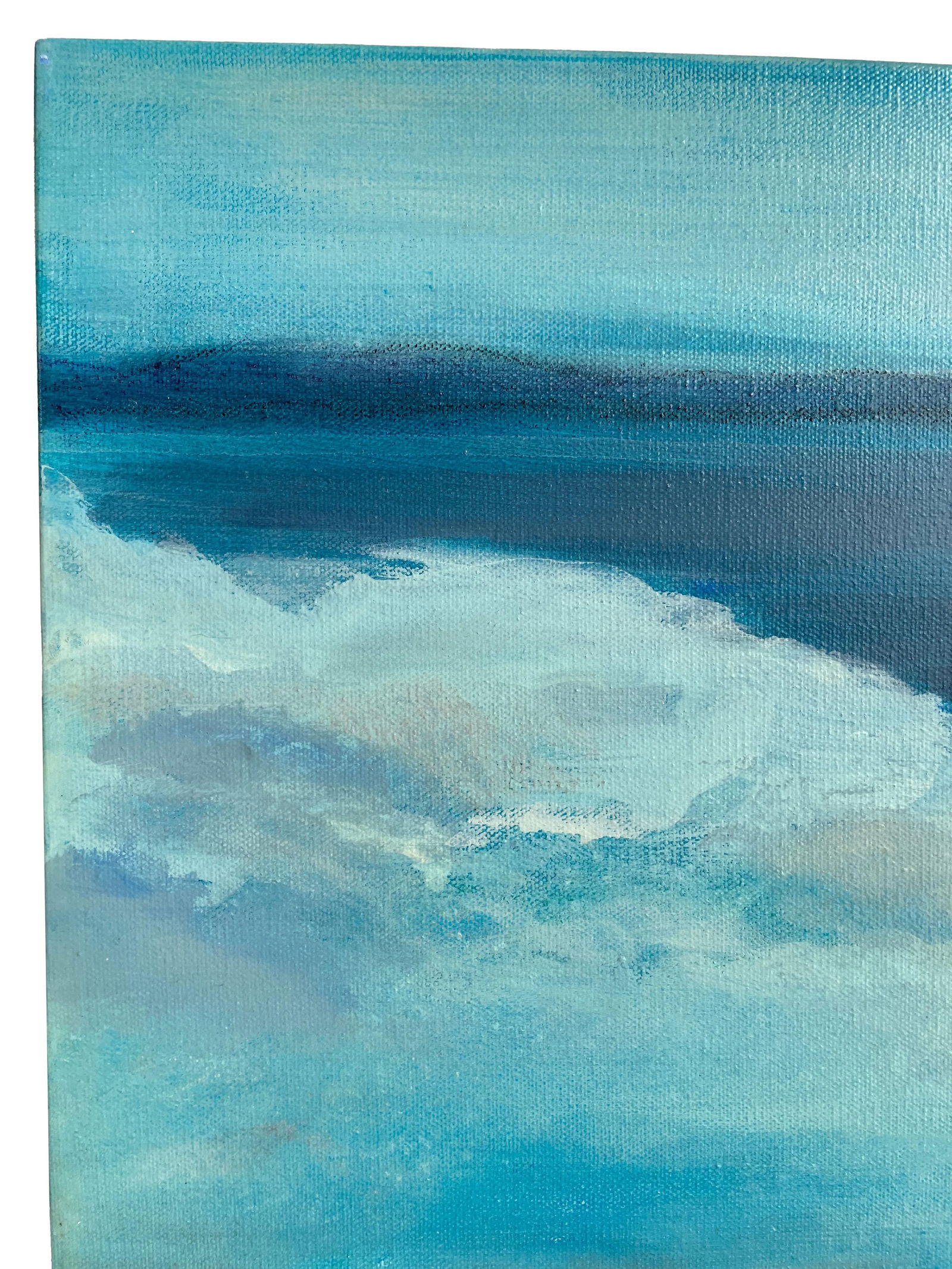 Coastal Contemporary Dreamscape - Large Abstract Seascape Painting in Cerulean Blue & Aqua Tones f - 4