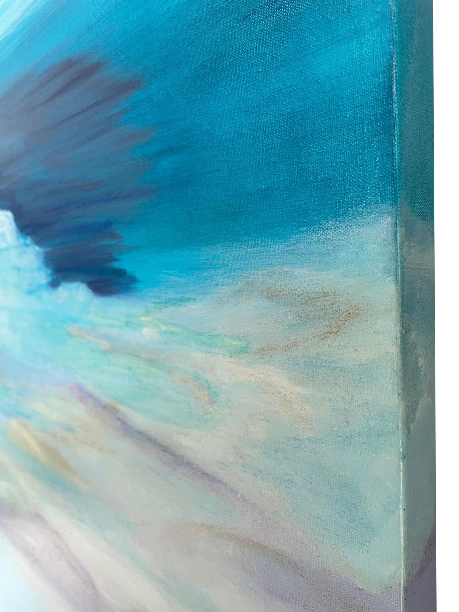 Coastal Contemporary Dreamscape - Large Abstract Seascape Painting in Cerulean Blue & Aqua Tones f - 8