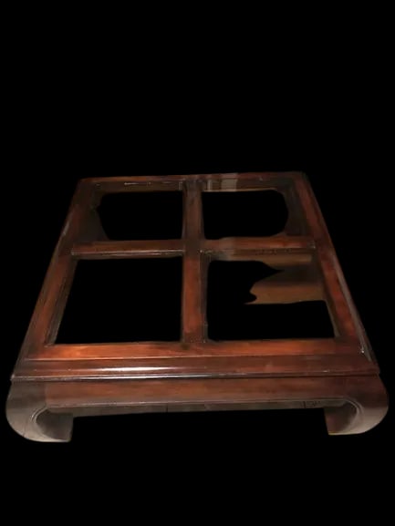 1960s Chinoiserie Chow Leg Ming Style Mid Century Modern Burl Wood Coffee Table - 2