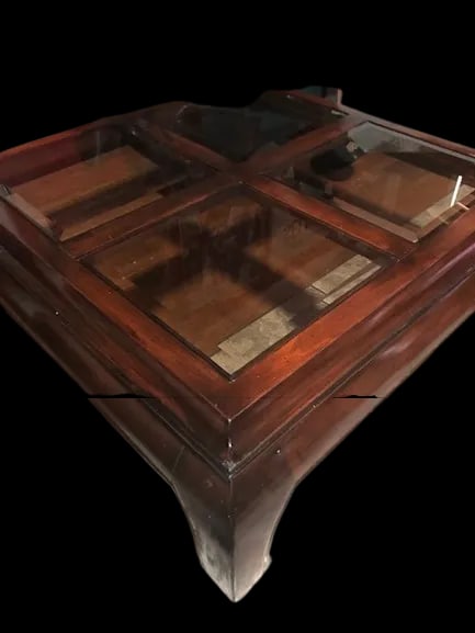 1960s Chinoiserie Chow Leg Ming Style Mid Century Modern Burl Wood Coffee Table - 8