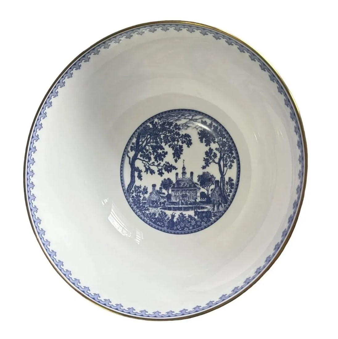Vintage Wedgwood Williamsburg Virginia Limited Edition Bone Chine Blue & White Serving Bowl - 5