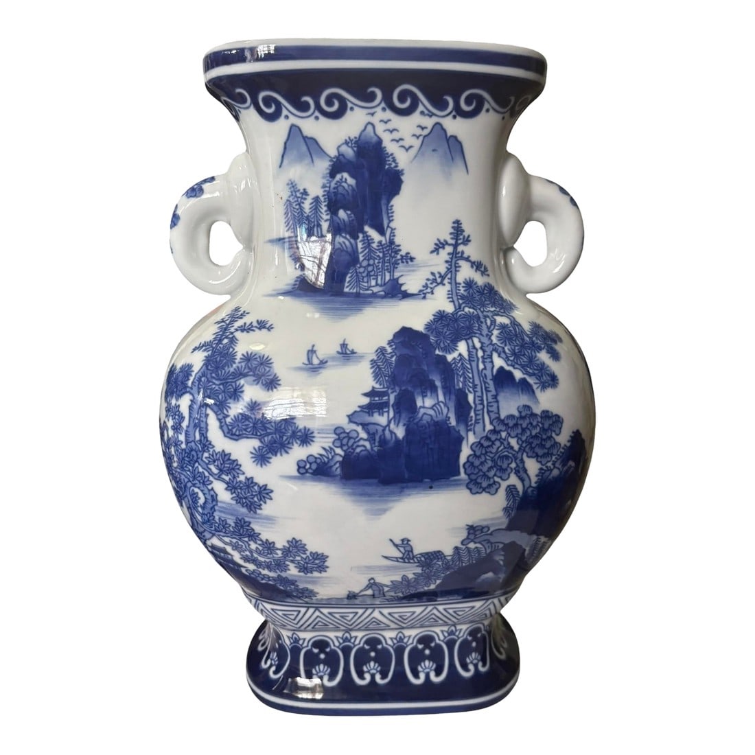 Vintage Palm Beach Regency Chinoiserie Blue & White Porcelain Asian Vase (1 of 9)
