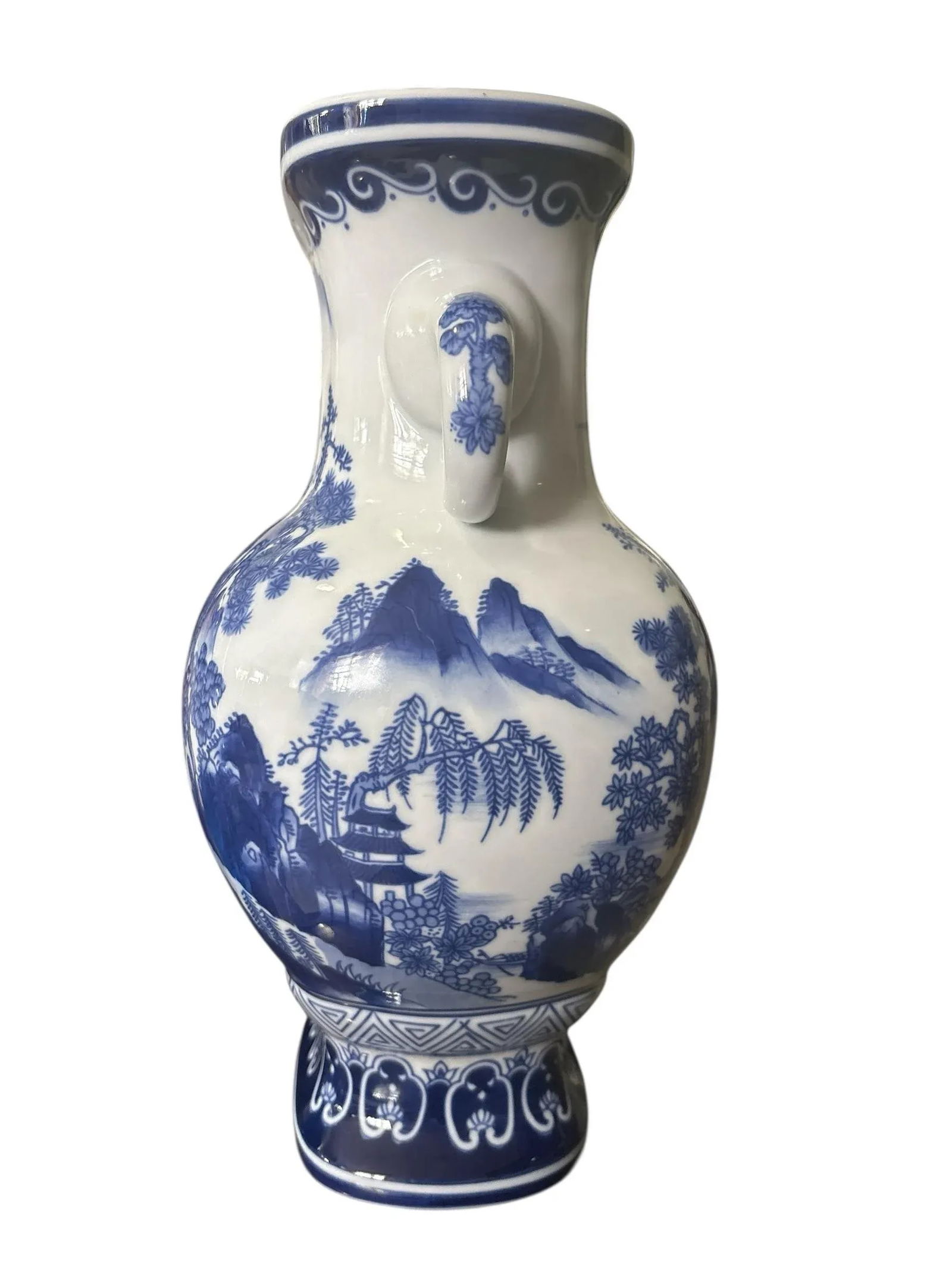 Vintage Palm Beach Regency Chinoiserie Blue & White Porcelain Asian Vase - 4