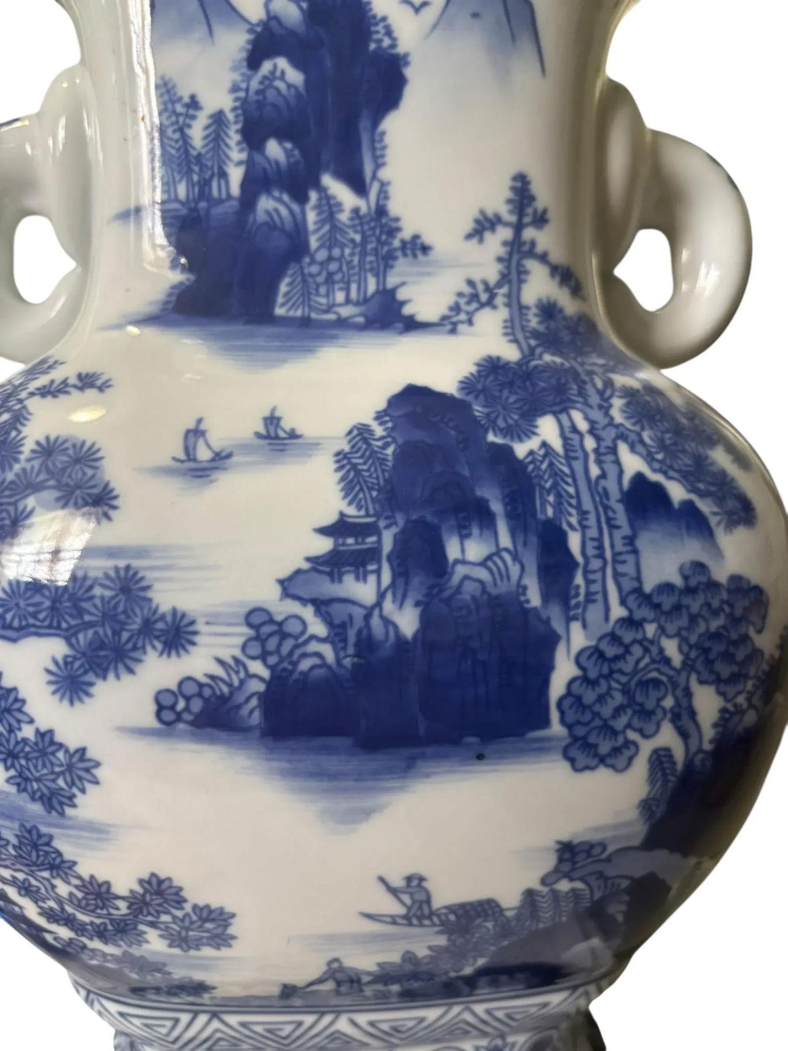 Vintage Palm Beach Regency Chinoiserie Blue & White Porcelain Asian Vase - 7