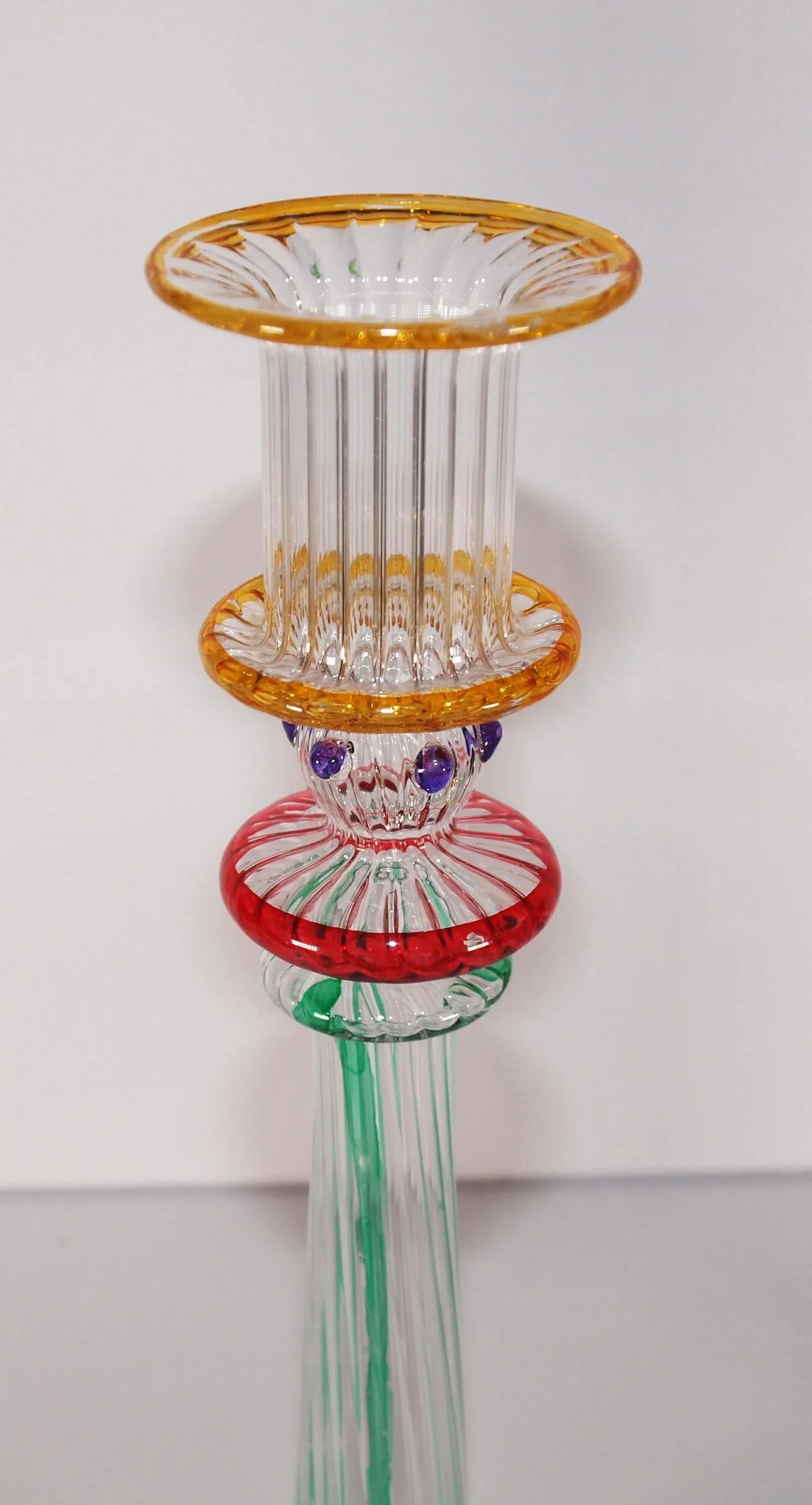 Pair of Murano Attributed Multicolored Glass Candle Sticks - 2