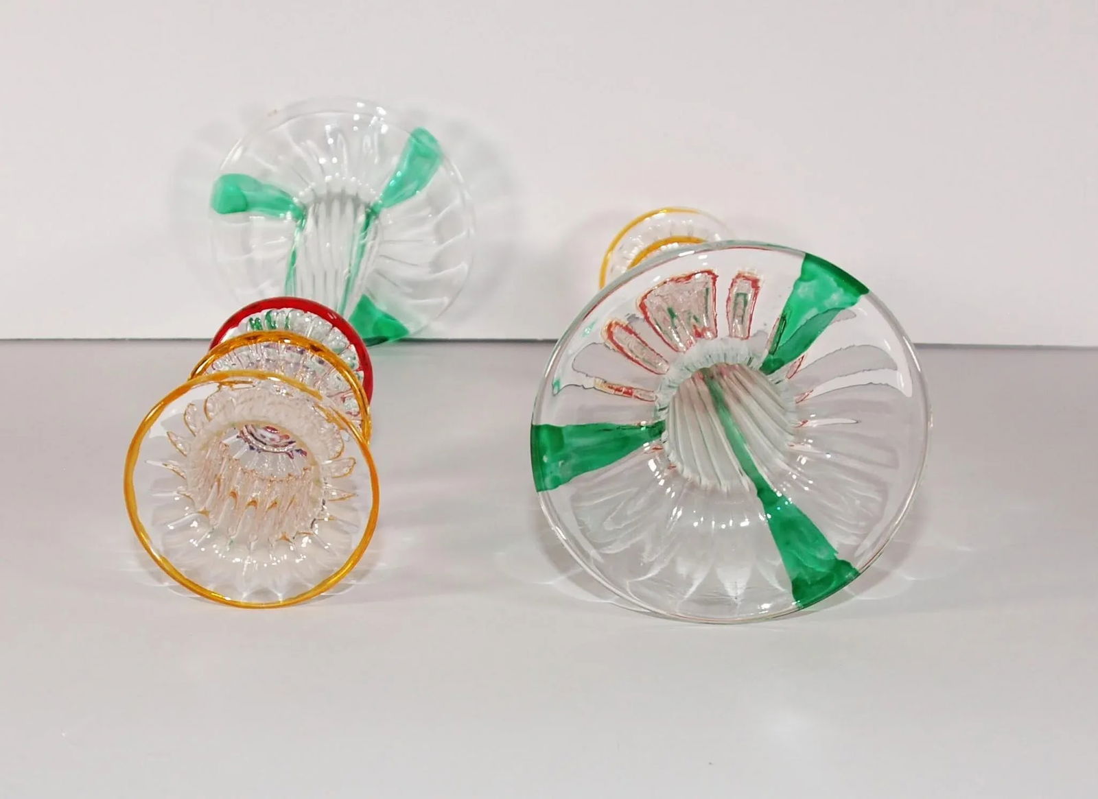 Pair of Murano Attributed Multicolored Glass Candle Sticks - 3