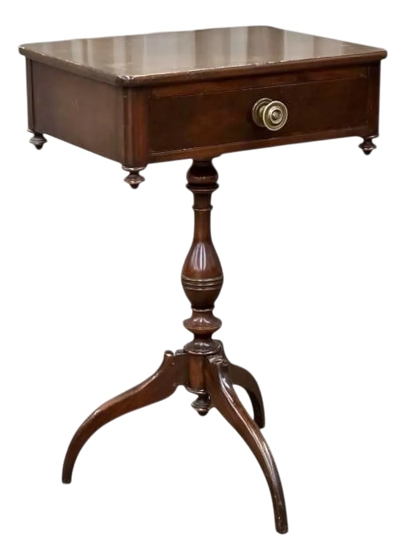 Antique Berkey & Gay Pedestal Table-Side Table-Flame Mahogany-Victorian-Tripod (1 of 14)