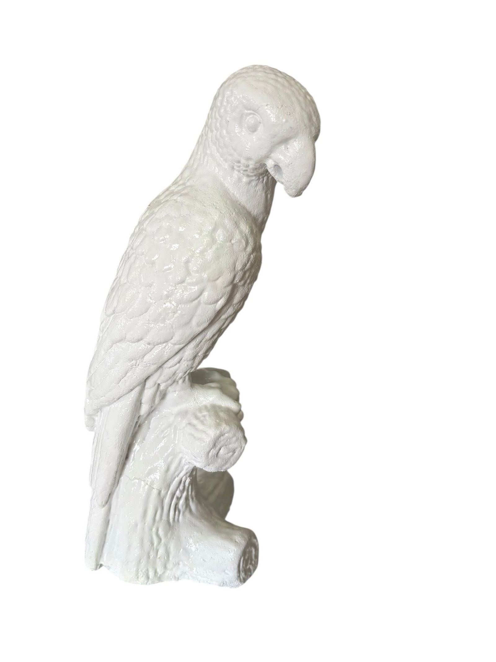 Palm Beach Regency Blanc De Chine White Glazed Parrot Statue Sculpture - 2