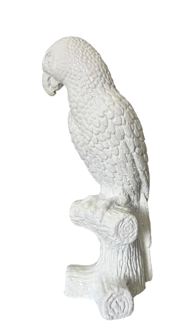 Palm Beach Regency Blanc De Chine White Glazed Parrot Statue Sculpture - 4