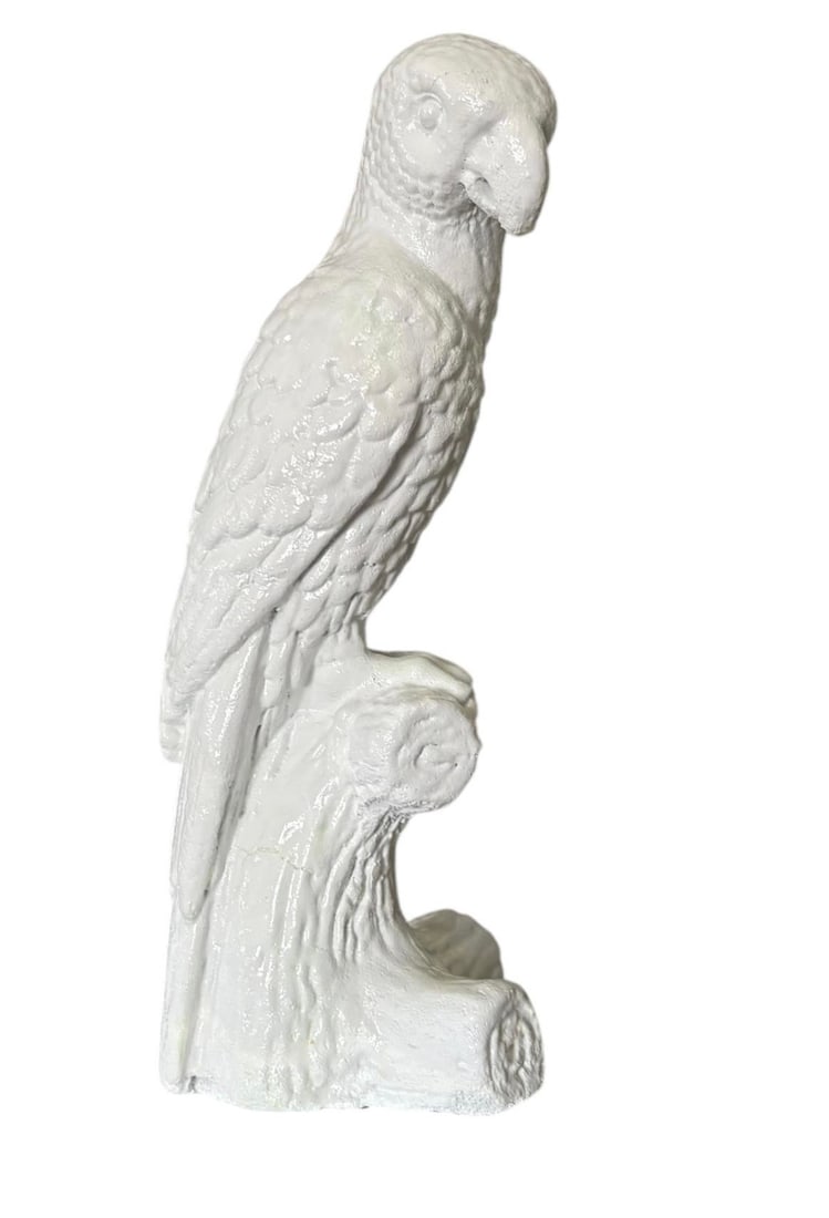 Palm Beach Regency Blanc De Chine White Glazed Parrot Statue Sculpture - 6