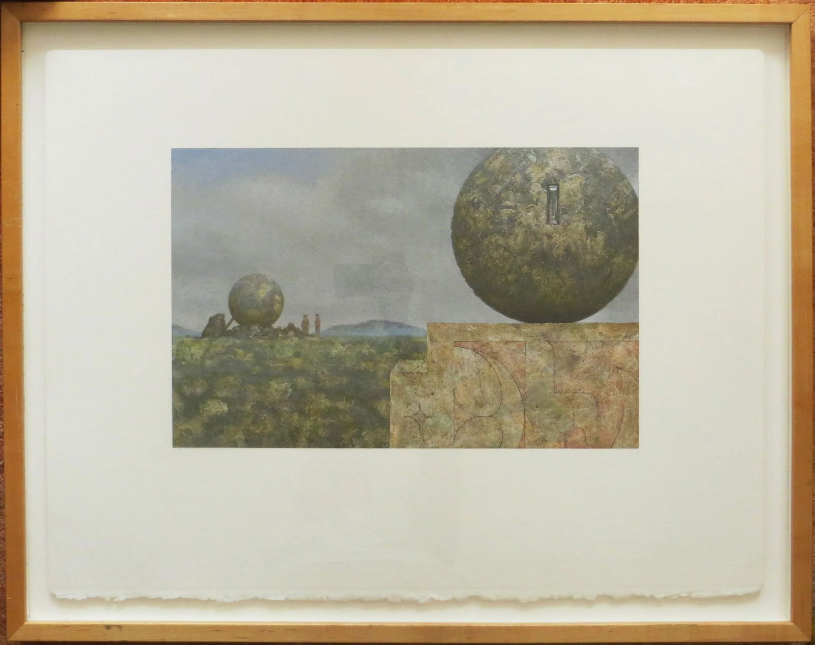 1980s Clayton Anderson Surrealist Painting, Landscape With Two Spheres - 2