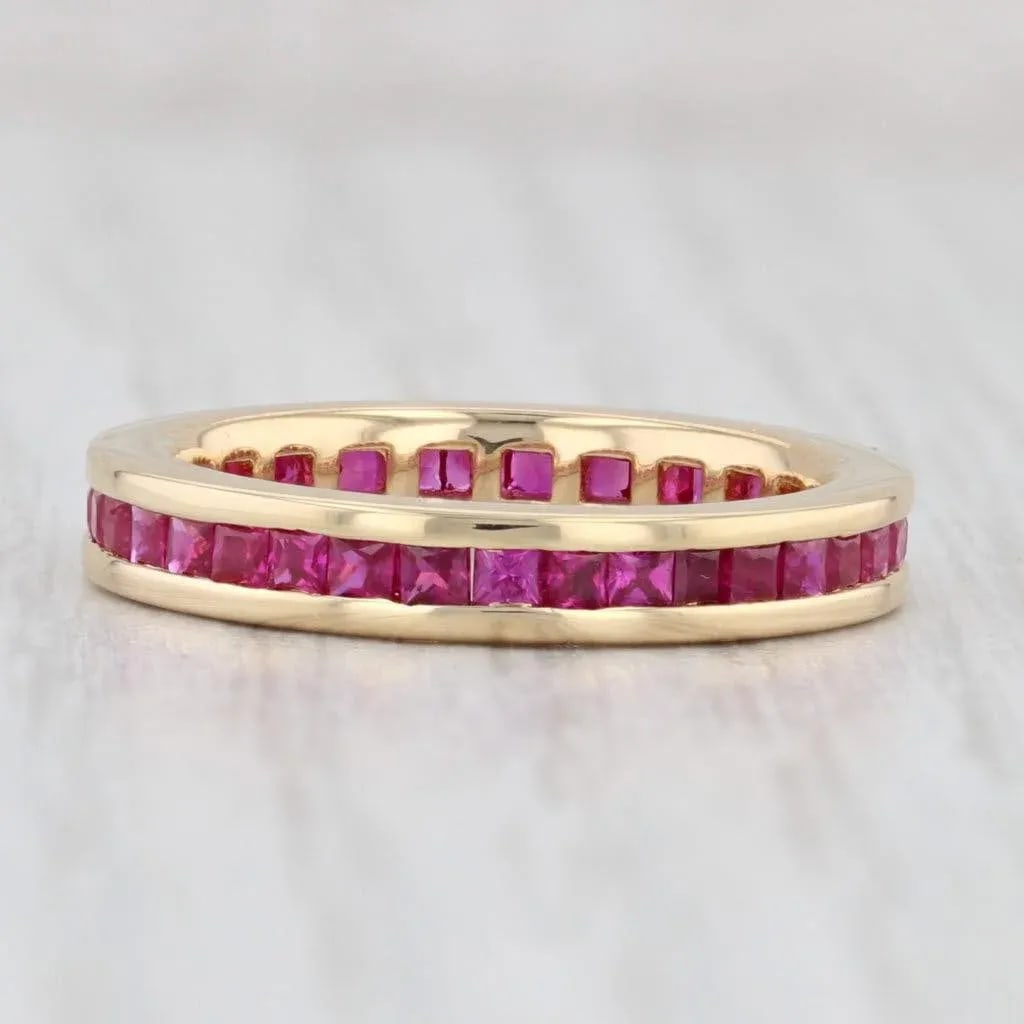 1.50ctw Ruby Eternity Band 18k Yellow Gold Size 6 Wedding Stackable Ring Spark - 4