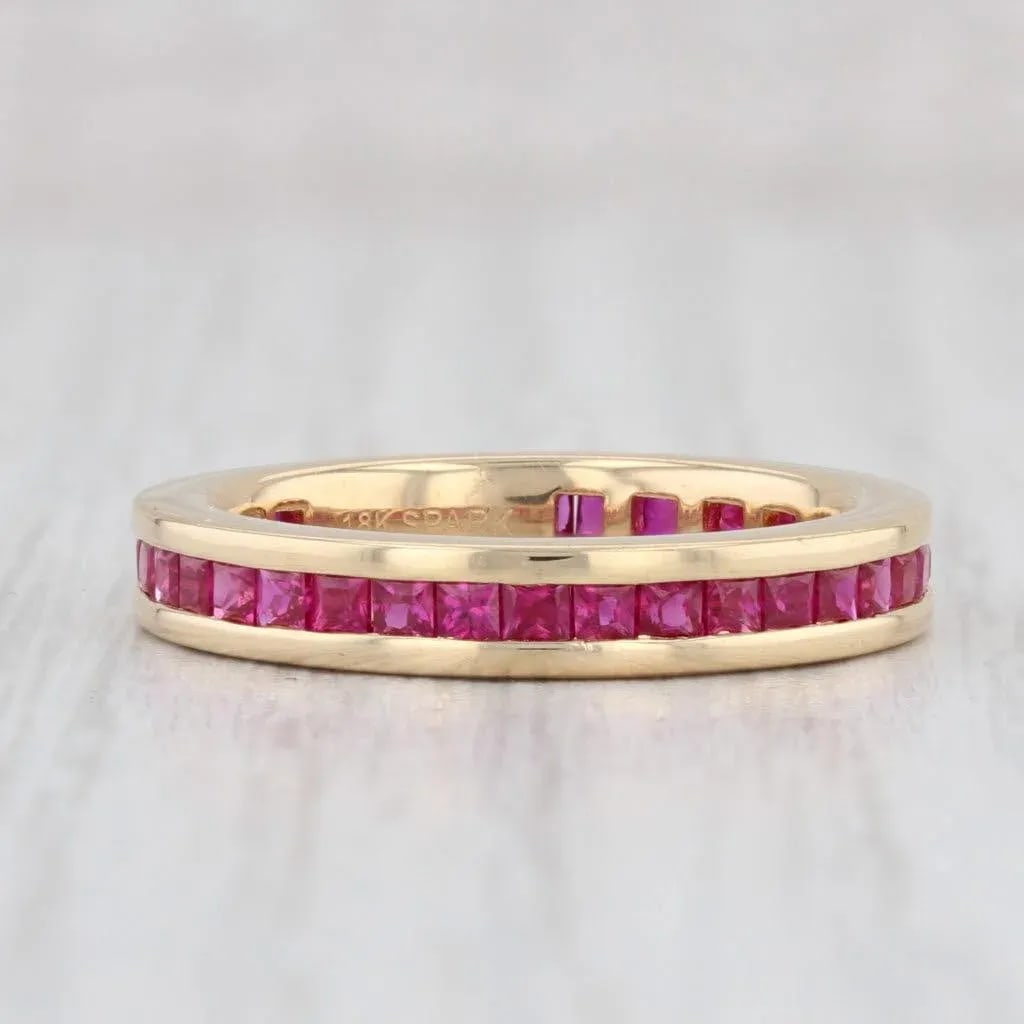 1.50ctw Ruby Eternity Band 18k Yellow Gold Size 6 Wedding Stackable Ring Spark - 6
