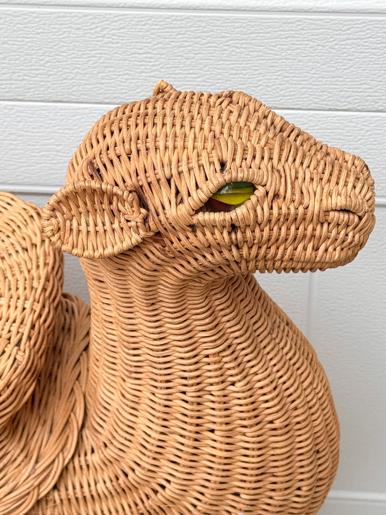 Vintage Wicker Camel Garden Stool - 2