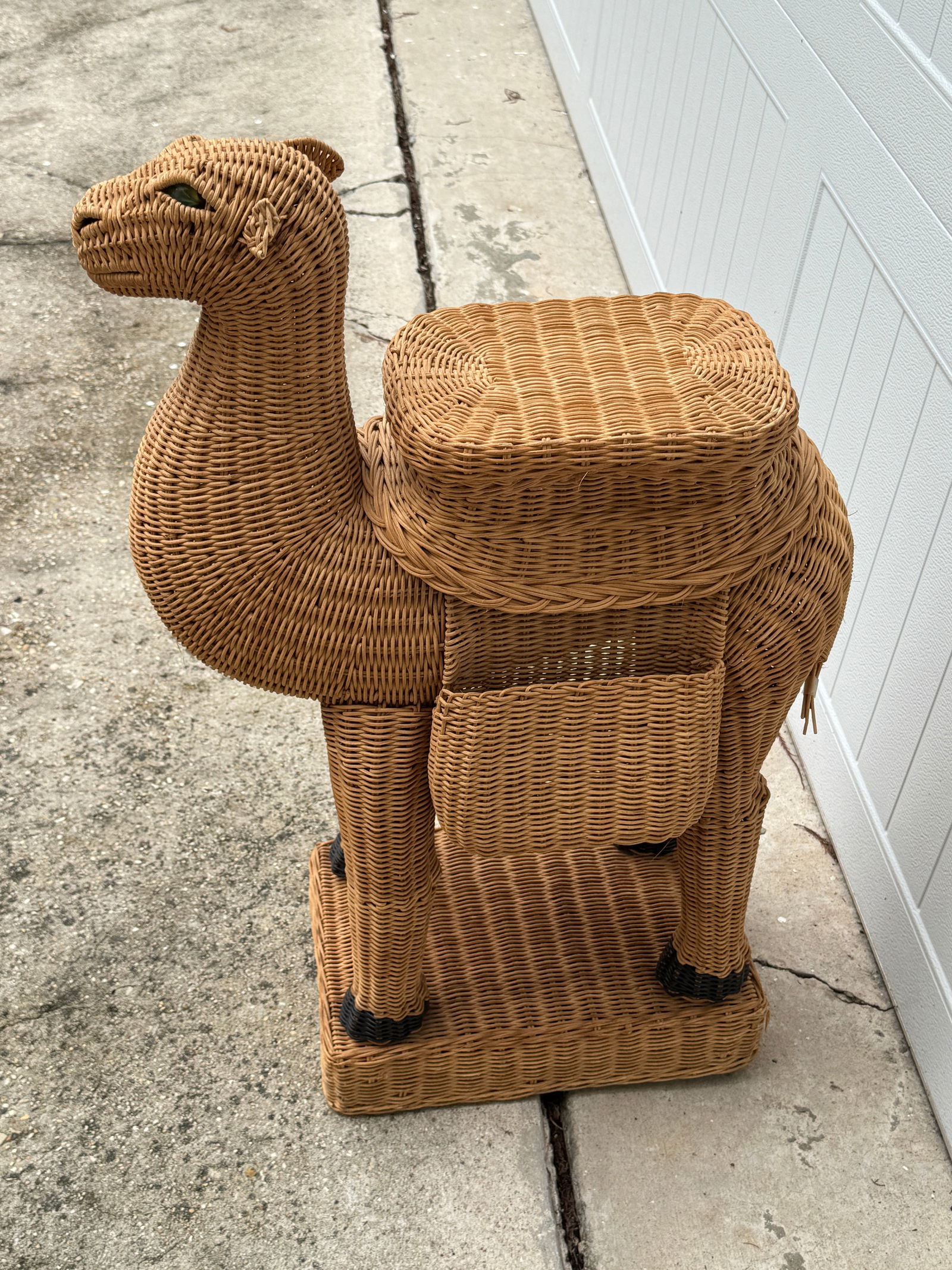 Vintage Wicker Camel Garden Stool - 5
