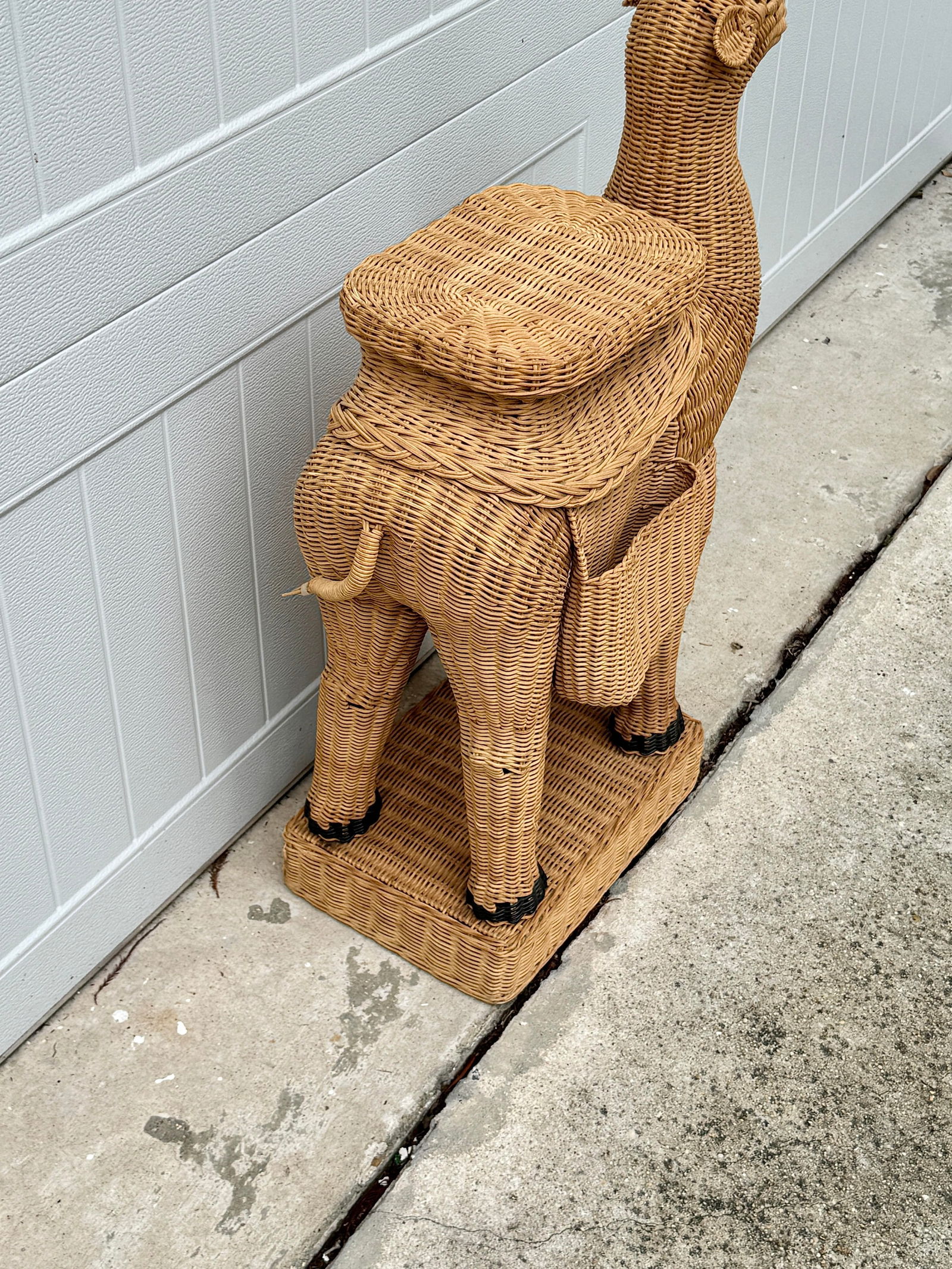 Vintage Wicker Camel Garden Stool - 6