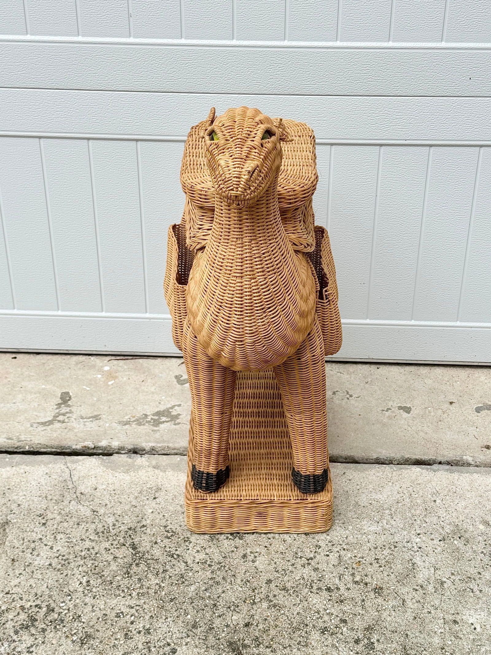 Vintage Wicker Camel Garden Stool - 8