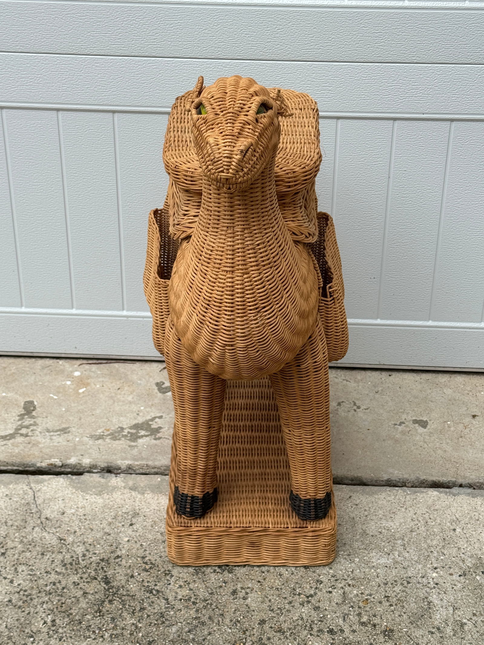 Vintage Wicker Camel Garden Stool - 9