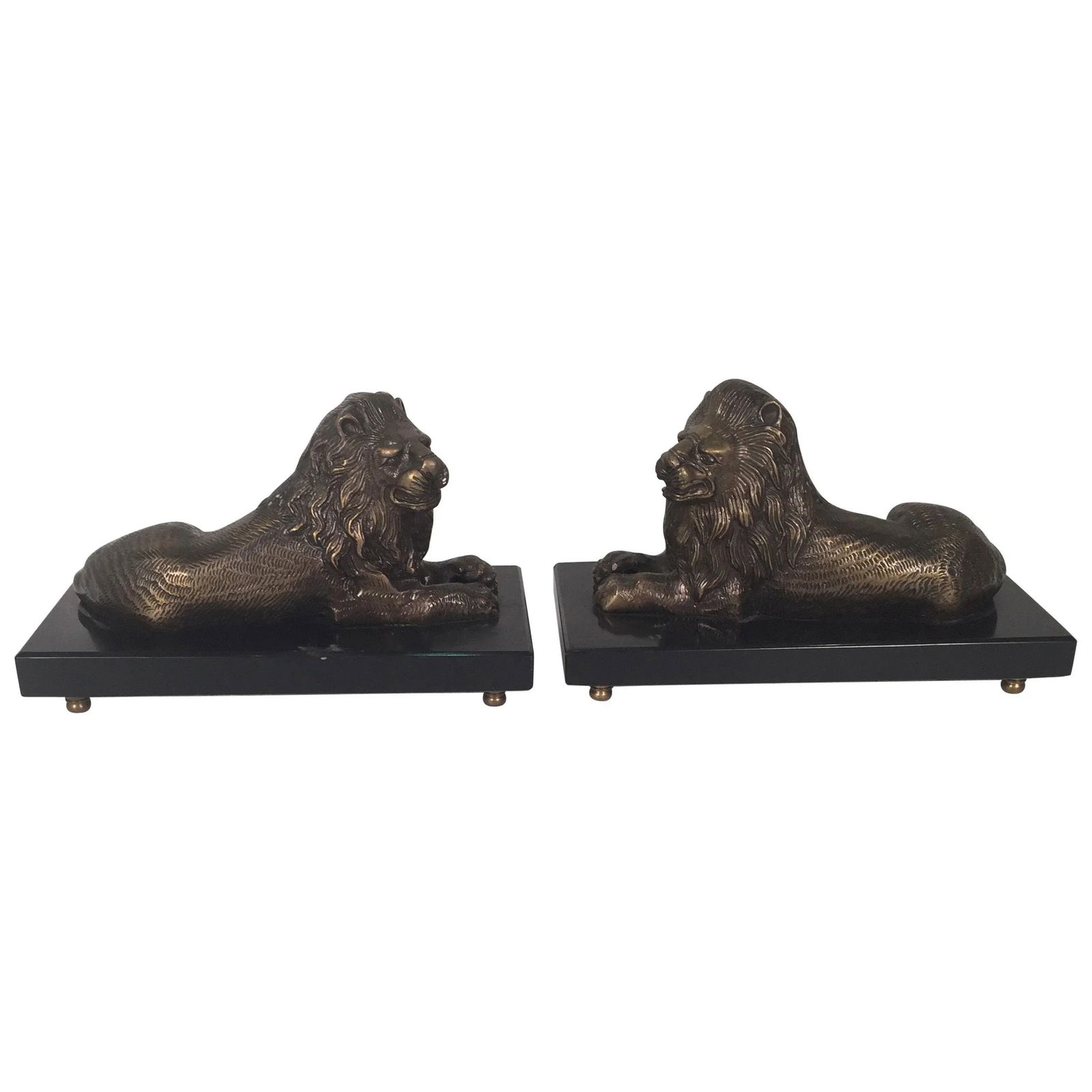 Bronze and Slate Lions - A Pair - 10