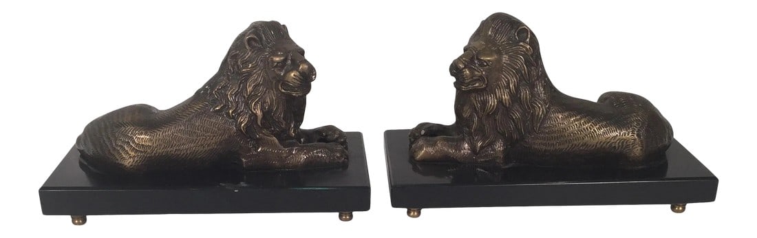 Bronze and Slate Lions - A Pair (1 of 10)