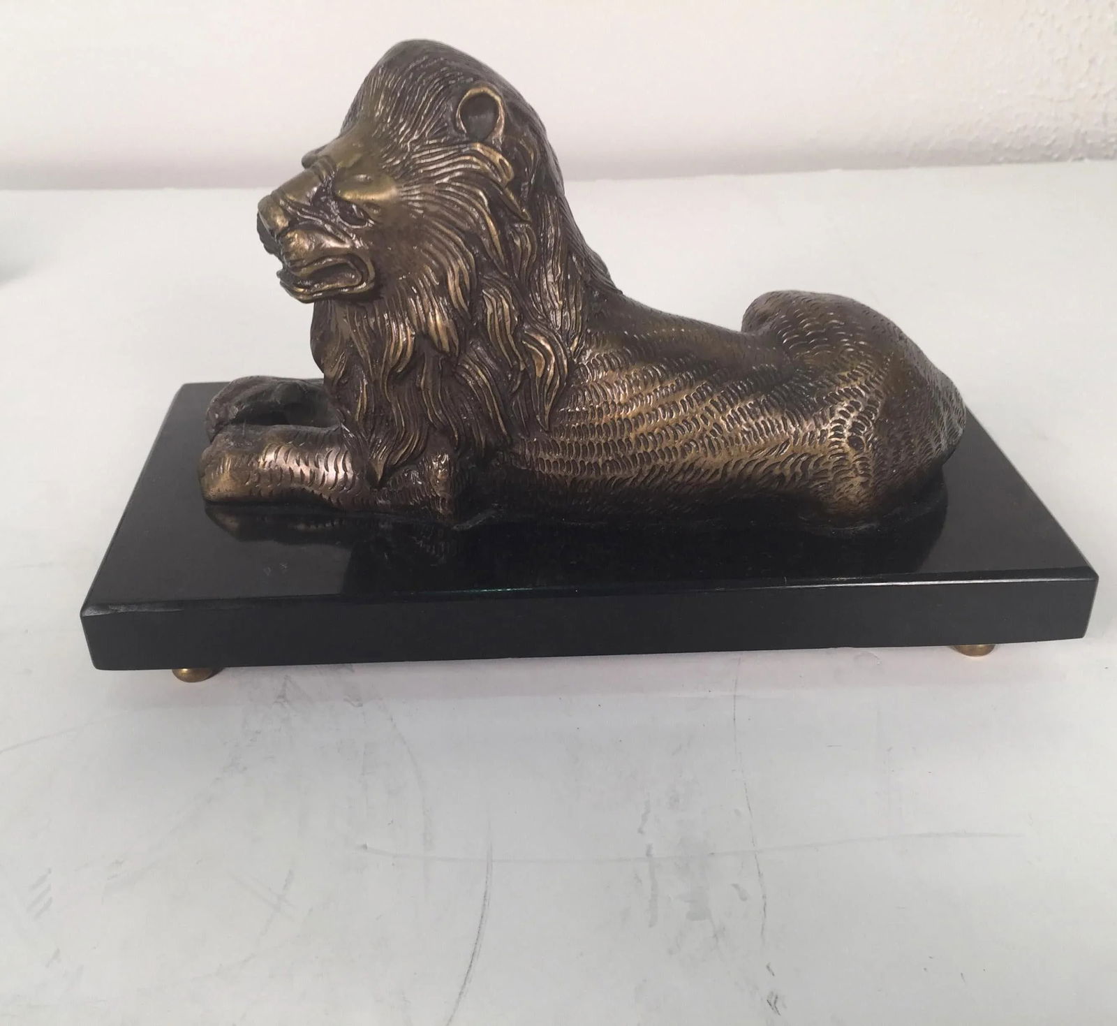 Bronze and Slate Lions - A Pair - 4
