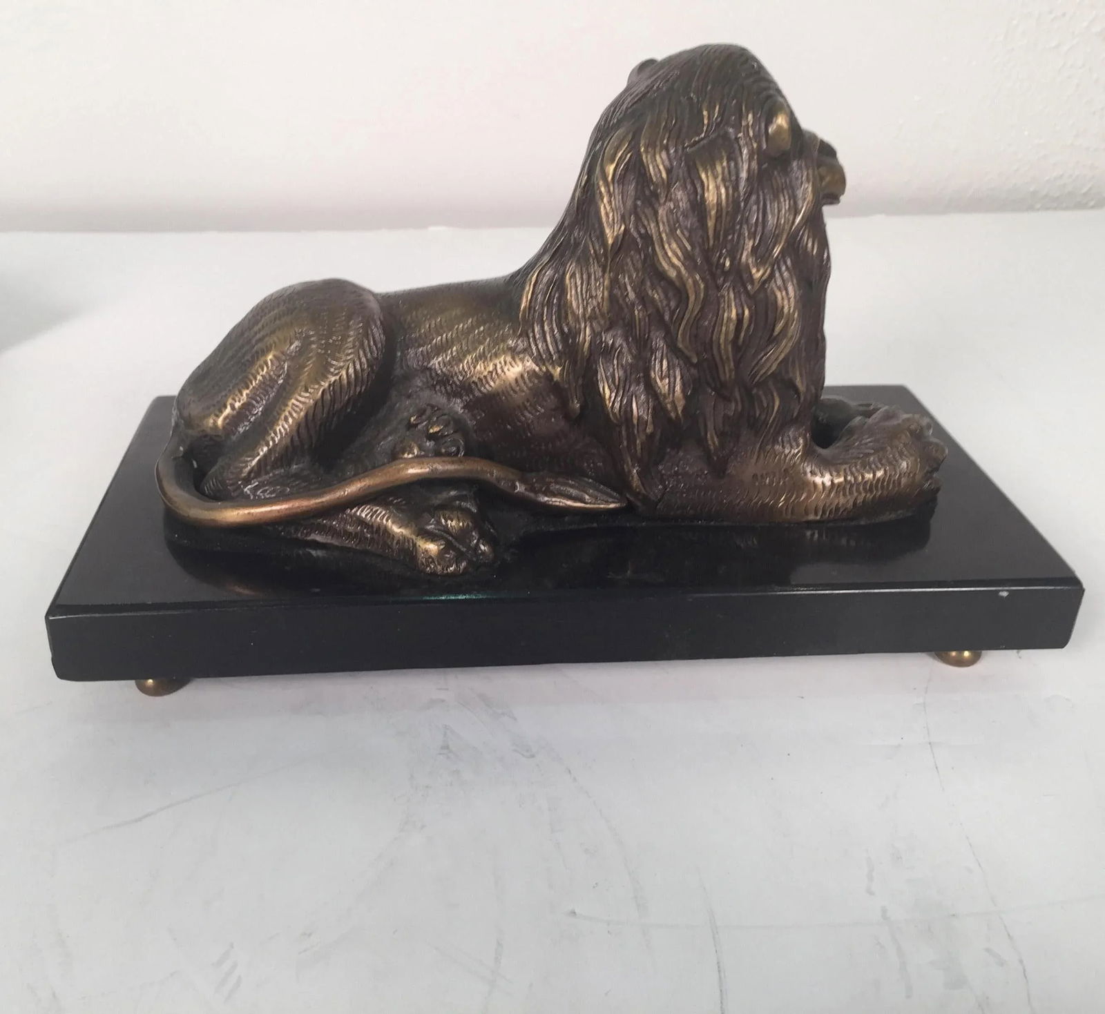 Bronze and Slate Lions - A Pair - 5