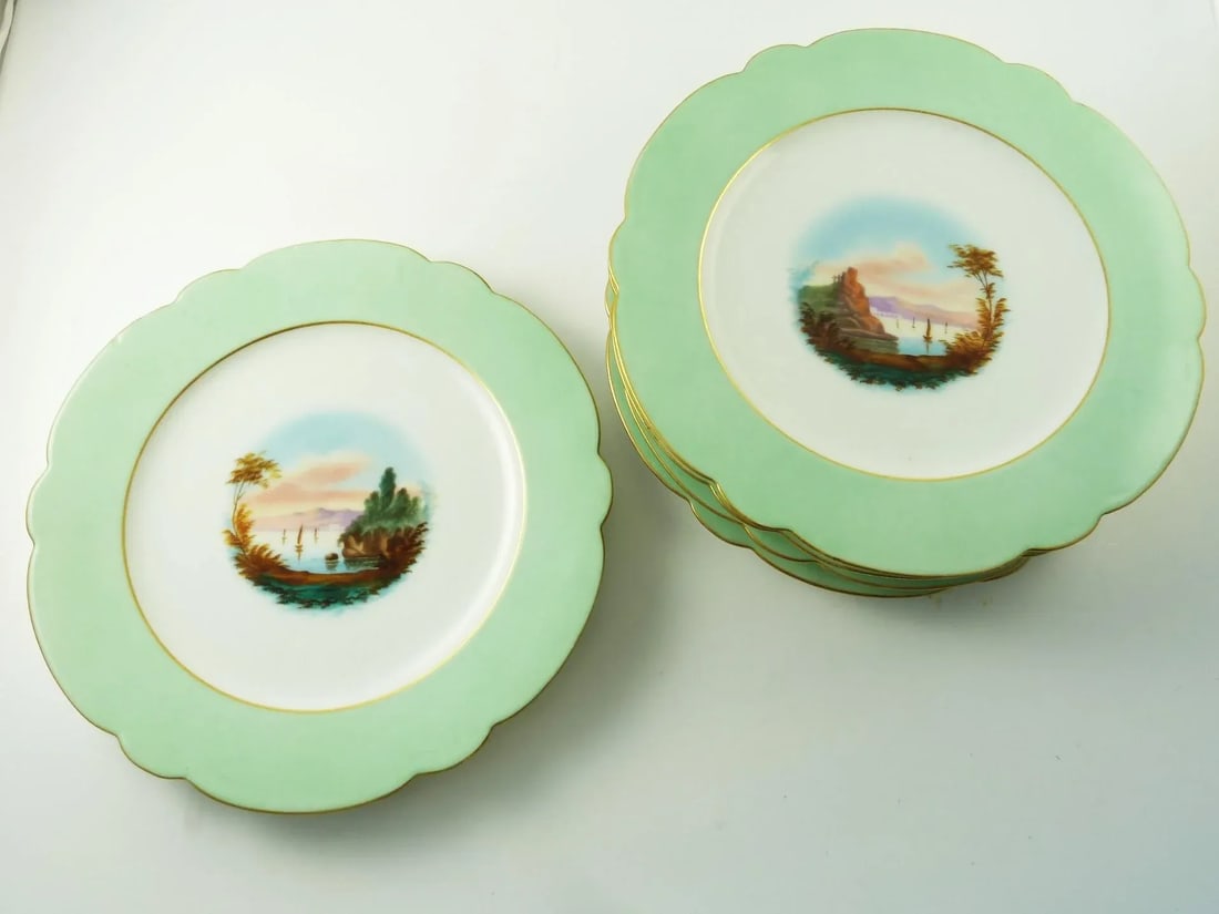 Early 20th Century Old Paris Style Porcelain Hand-Painted Landscape Scenes Cabinet Plates - Set of 5 - 4
