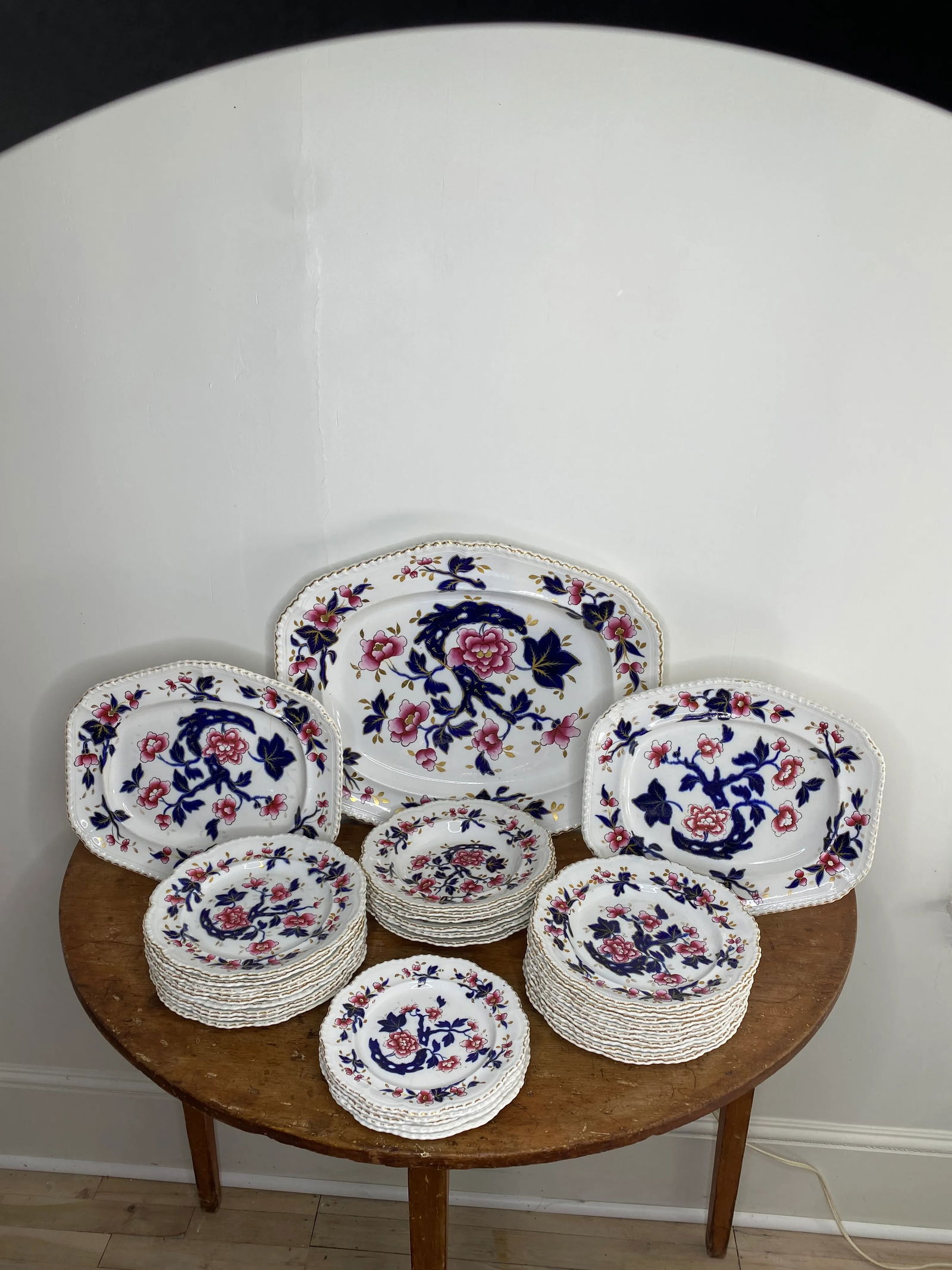 19th Century English Hand Painted China - Set of 33 - 12