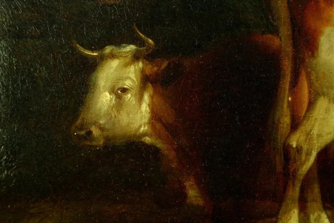 19th Century "A Surrey Farmstead" Oil Painting Attributed to William Shayer Sr., Framed - 6