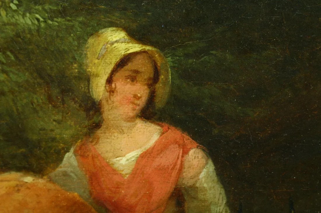 19th Century "A Surrey Farmstead" Oil Painting Attributed to William Shayer Sr., Framed - 9