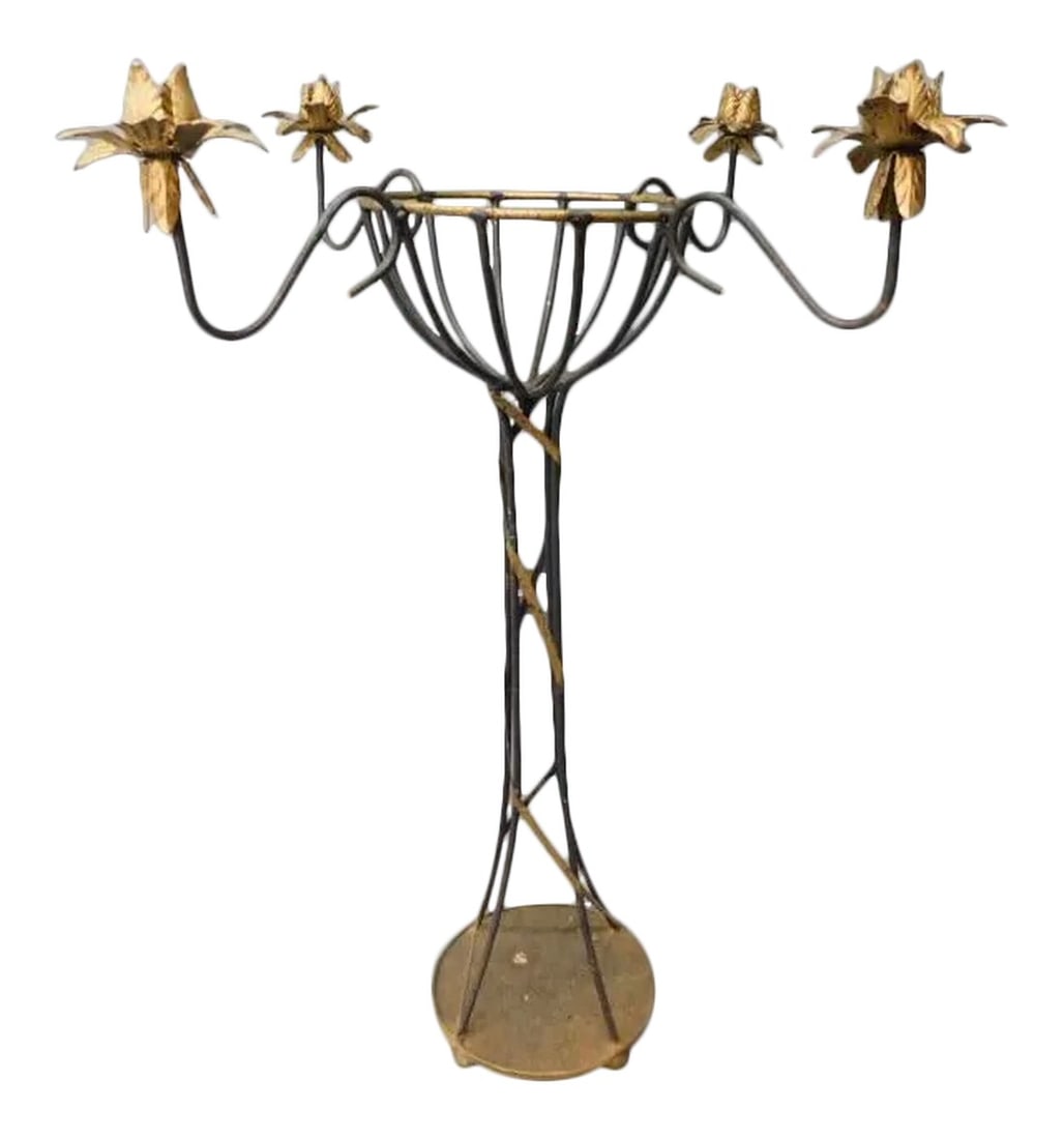 1980s Tole Plant Stand and Candle Holder (1 of 8)