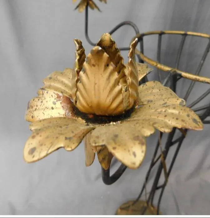 1980s Tole Plant Stand and Candle Holder - 4