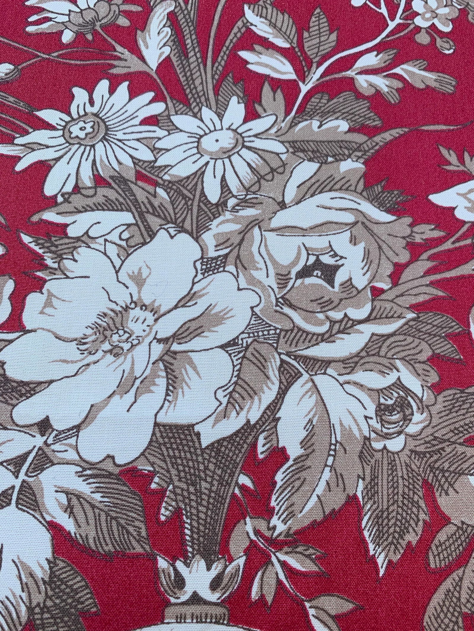 Scalamandre Petit Palais in Red, Gray and Cream Fabric - 3 Yards - 5