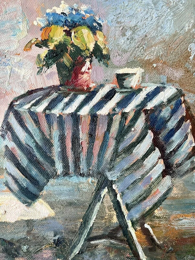 Richard Boyer 1990s Impressionist Cafe Painting Framed - 5