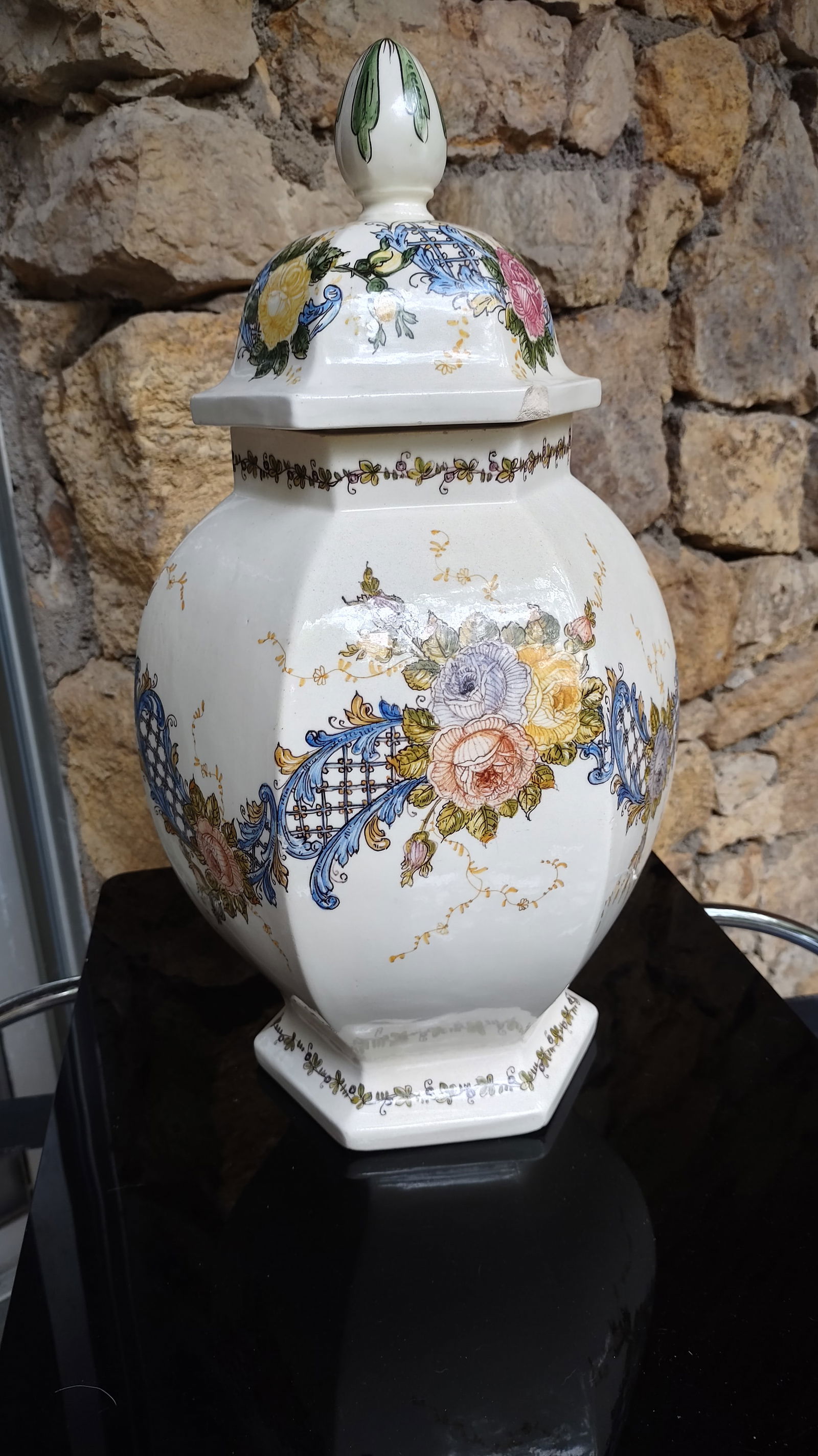 Mid 20th Century Monumental Italian Majolica Hand-Painted Ginger Jar - 3