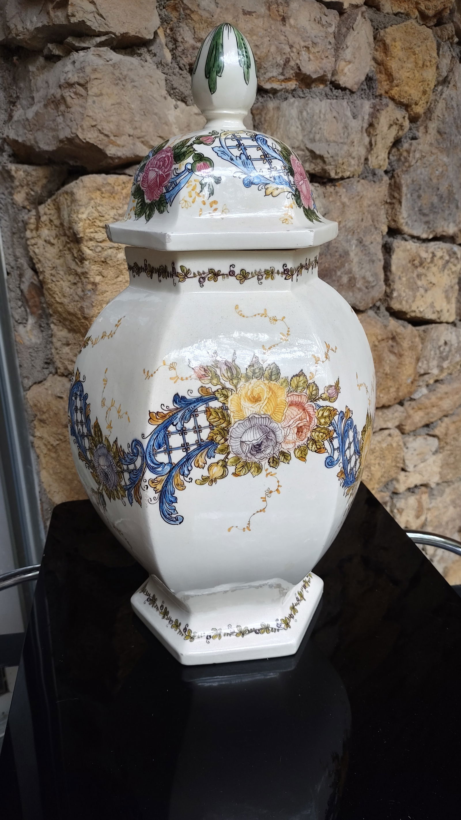 Mid 20th Century Monumental Italian Majolica Hand-Painted Ginger Jar - 5