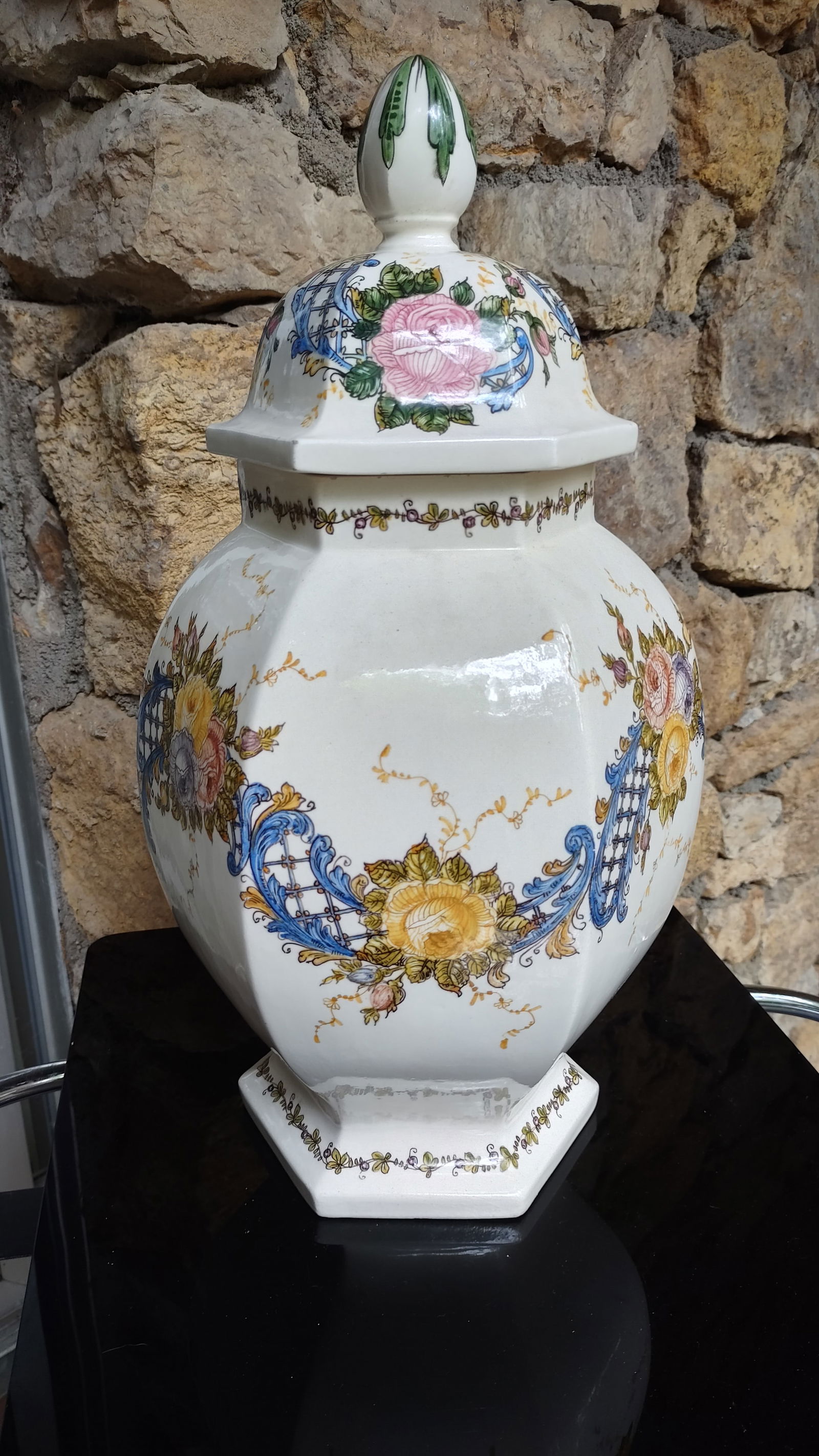 Mid 20th Century Monumental Italian Majolica Hand-Painted Ginger Jar - 6