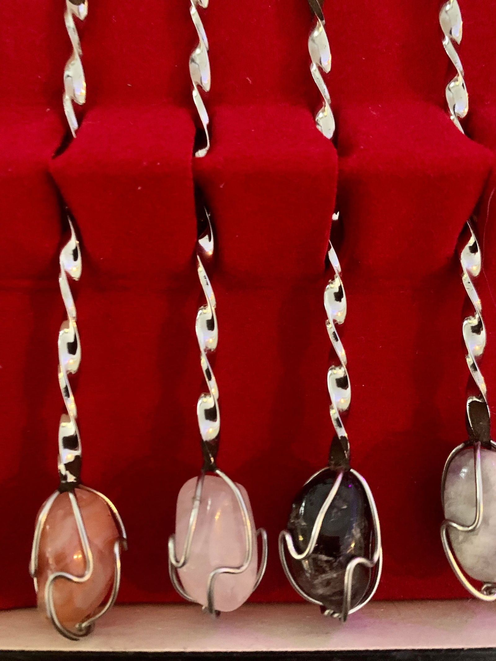 Vintage Barasch Aco Inox Semi Precious Stone Cocktail Forks- Set of 6 - 6