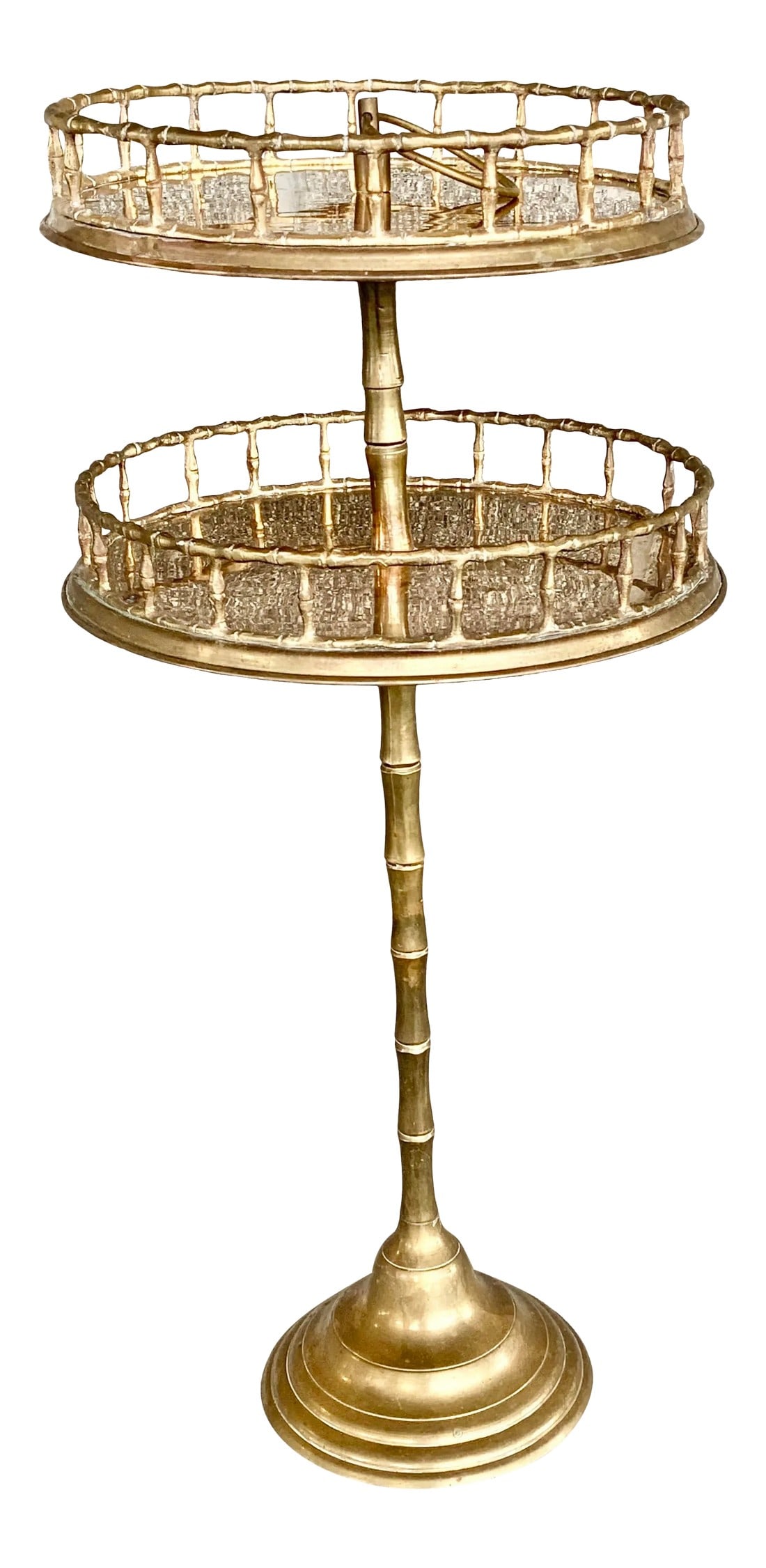 Vintage Two Tier Faux Bamboo Brass Side Table (1 of 12)