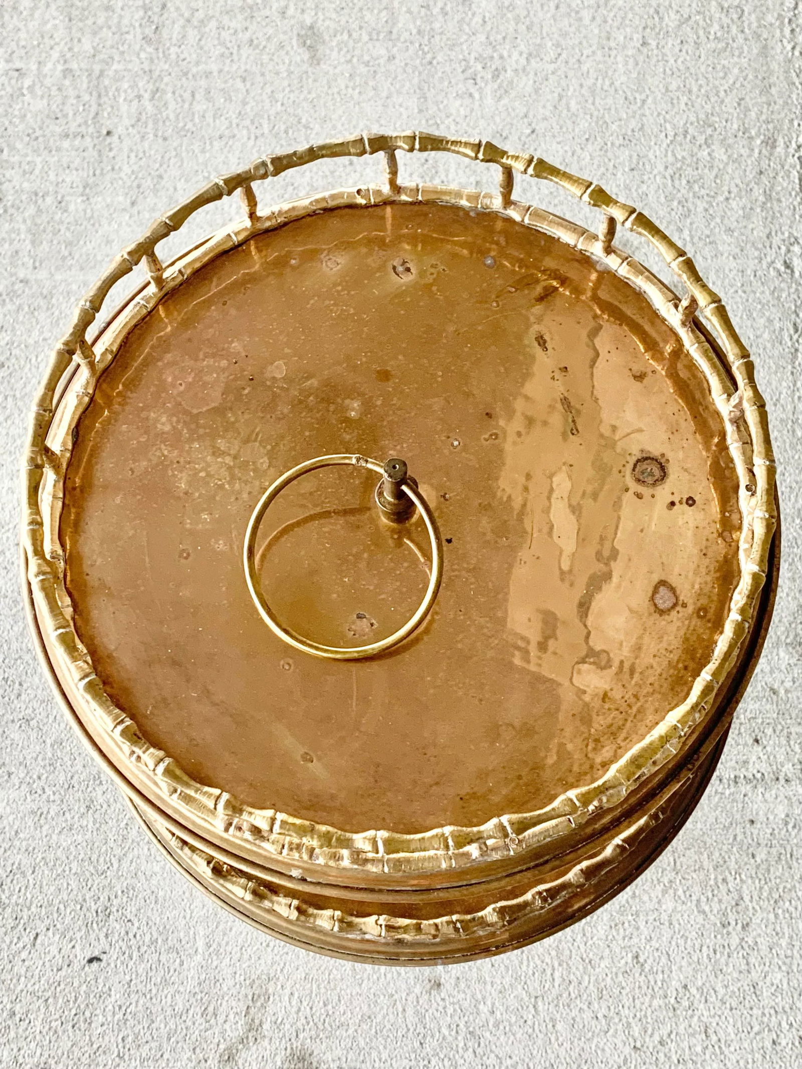 Vintage Two Tier Faux Bamboo Brass Side Table - 7