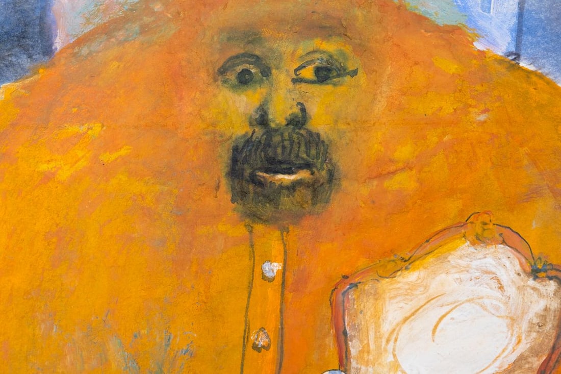 Graves Table & Chair Contemporary Surrealist Style Figurative Gouache Painting by James Martin - 2