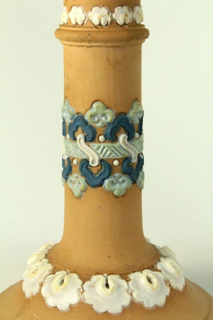 1891-1912 Doulton Lambeth Silicon Ware Candle Holders Candlesticks- a Pair - 4