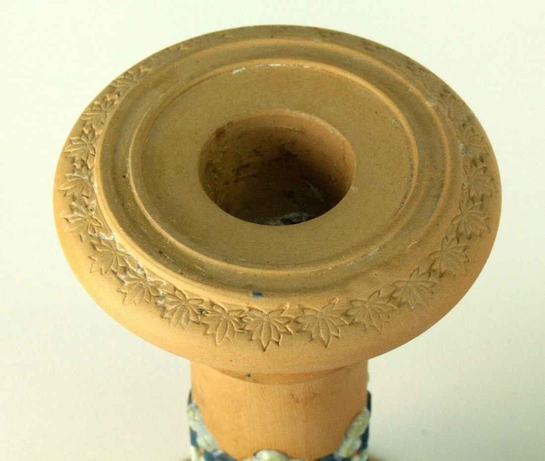 1891-1912 Doulton Lambeth Silicon Ware Candle Holders Candlesticks- a Pair - 9