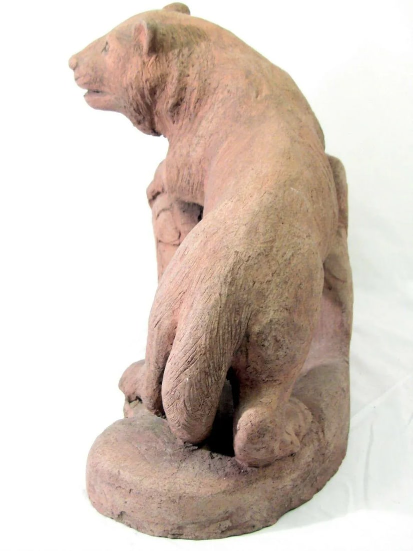 Antique Terracotta Sculpture Statue Figure of a Feline / Lioness - 4