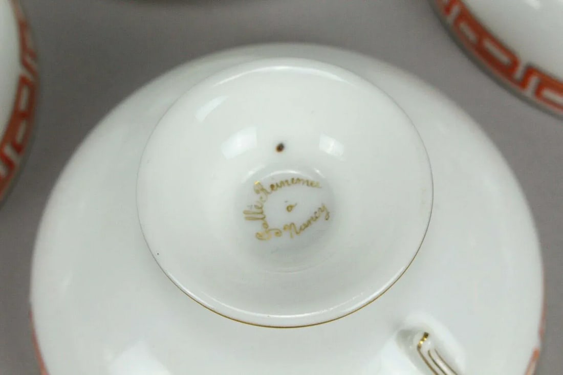 Antique 19th Century Emile Galle Bone China Tea Set for Six- 14 Pieces - 11